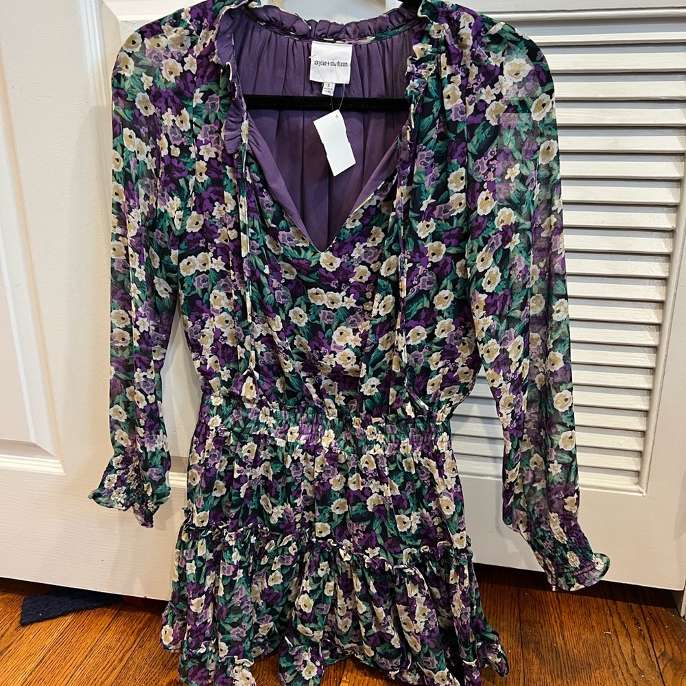 Printed purple day dress